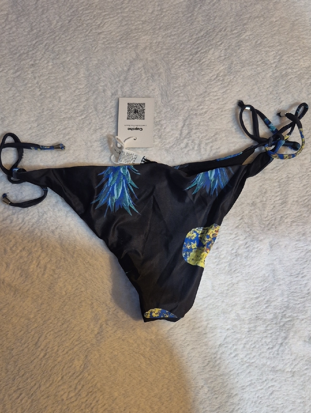 Cupshe Black Bikini Bottom with Blue and Yellow Floral Accents